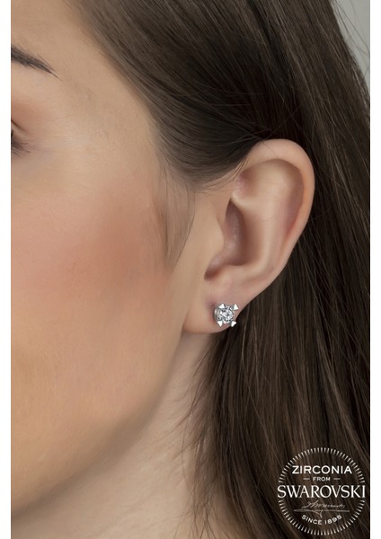 Union Swarovski Zirconia Kadın 0.92 Karat Tektaş Gümüş Küpe