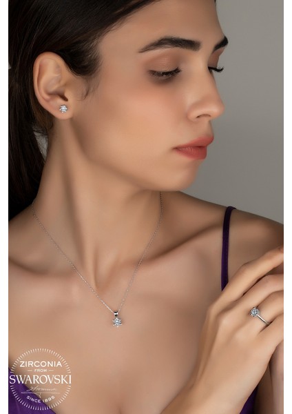 Union Swarovski Zirconia Kadın 6 Tırnak Gümüş Set