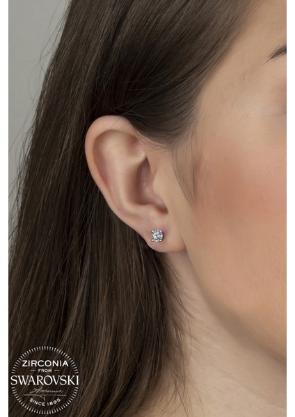 Union Swarovski Zirconia Kadın 0.88 Karat Tektaş Gümüş Küpe