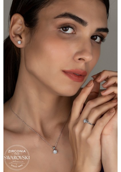 Union Swarovski Zirconia Kadın 6 Tırnak Gümüş Set