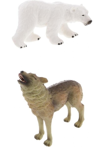 Gerçekçi Howling Kurt ve Kutup Ayı Hayvan Modeli Action Figure Çocuk Oyuncak Hediye