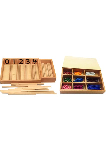 Çocuklar Erken Öğrenme Boncuk Oyuncak ve Sayı Çubuk Kutusu Matematik Sayma Aracı Ahşap Oyuncak