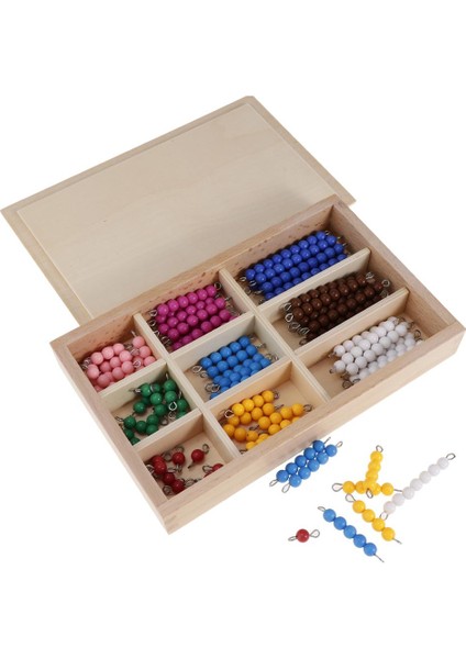 Çocuklar Erken Öğrenme Boncuk Oyuncak ve Sayı Çubuk Kutusu Matematik Sayma Aracı Ahşap Oyuncak