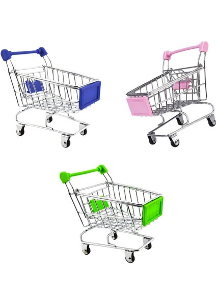 3 Adet Mini Alışveriş Sepeti Süpermarket Handcart Arabası Çocuk Oyun Oyna Pretend