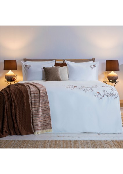 Pigeon Ekstra Çift Kişilik Nevresim Seti 274X234 cm Ekru