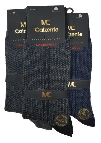 6 Adet Lambswool - Yün Erkek Çorap 2 Siyah 2 Lacivert 2 Gri