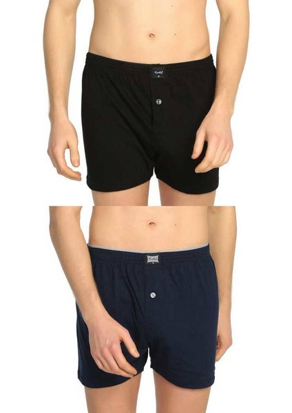 117 Erkek Düz Penye Boxer 12'li Paket 6 Siyah 6 Lacivert