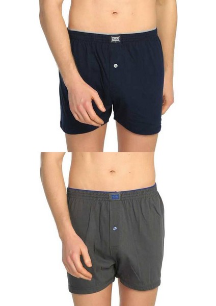117 Erkek Düz Penye Boxer 6'lı Paket 3 Füme 3 Lacivert