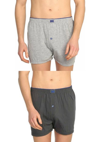 117 Erkek Düz Penye Boxer 6'lı Paket 3 Gri 3 Füme