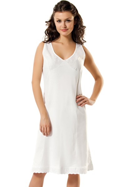 260 Kadın Beyaz Penye Kombinezon Astar Jüpon