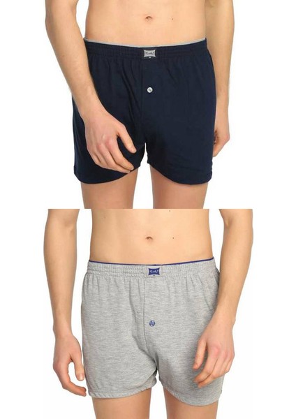 117 Erkek Düz Penye Boxer 12'li Paket 6 Lacivert 6 Gri