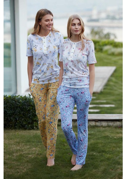 3452 Bayan Pijama Takımı M - Sarı