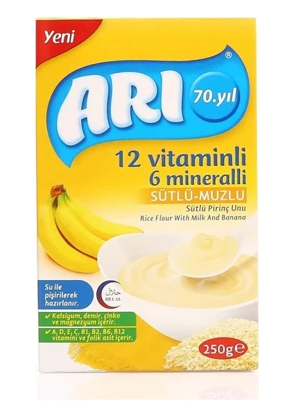 Arı Mama Sütlü Muzlu Pirinç Unu 200 gr 6 Paket