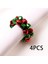 4 Parça Noel Peçete Yüzük Jingle Bell Peçete Tutucu Yüzük Paskalya Kızıl Yeşil 3