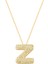Altın Kaplama Zirkon Taşlı Z Harf 925 Ayar Gümüş Kolye 1