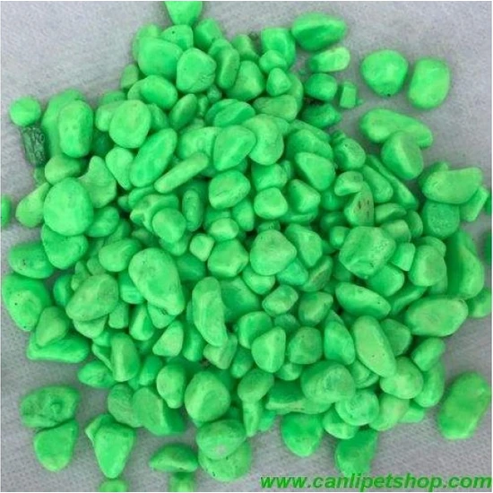 Canlipetshop Akvaryum – Fanus – Teraryum Renkli Dekor Taşları (Yeşil Renk) 8-10 mm 1 kg