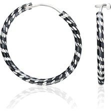 Adal Silver 925 Ayar Gümüş Siyah Halka Küpe (25 Mm)