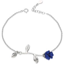 Adal Silver Kadın Gümüş Lacivert Gül Model Bileklik