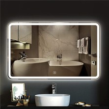 Global Led Mirror 80X120 cm Kumlamalı Dokunmatik Tuşlu Ledli Ayna Duvar Salon Banyo Wc Ofis Yatak Odası Boy Ledli Ayna