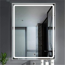 Global Led Mirror 60X70 cm Kumlamalı Dokunmatik Tuşlu Ledli Ayna Duvar Salon Banyo Wc Ofis Yatak Odası Boy Ledli Ayna