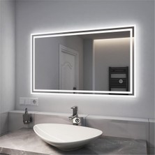 Global Led Mirror 50X65 cm Kumlamalı Dokunmatik Tuşlu Ledli Ayna Duvar Salon Banyo Wc Ofis Yatak Odası Boy Ledli Ayna