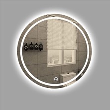 Global Led Mirror 90 cm Kumlamalı Dokunmatik Tuşlu Yuvarlak Ledli Ayna Duvar Salon Banyo Wc Ofis Yatak Odası Boy Ledli Ayna