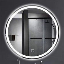 Global Led Mirror 85 cm Kumlamalı Dokunmatik Tuşlu Yuvarlak Ledli Ayna Duvar Salon Banyo Wc Ofis Yatak Odası Boy Ledli Ayna