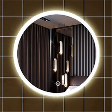 Global Led Mirror 45 cm Kumlamalı Dokunmatik Tuşlu Yuvarlak Ledli Ayna Duvar Salon Banyo Wc Ofis Yatak Odası Boy Ledli Ayna