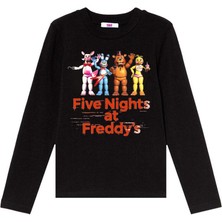 TakeTshirt Five Nights At Freddys Uzun Kol Çocuk Tişört Fnaf Siyah