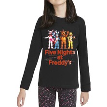 TakeTshirt Five Nights At Freddys Uzun Kol Çocuk Tişört Fnaf Siyah