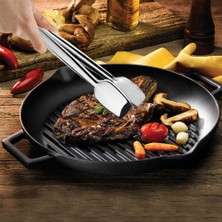 Lava 30 cm Yuvarlak Döküm Demir Izgara Tava Maşa Seti