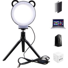 Dacare 6 Inç Karikatür Pandalı USB Girişli 3 Işık Modlu 2 Tripod (Yurt Dışından)