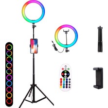 Dacare SD-5354 160 cm Uzaktan Kumandalı Rgb Halka Işıklı 18 Renkli Telefon Için Teleskopik Tripod (Yurt Dışından)