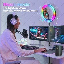 Dacare JY260Z 10 Inç Ayarlanabilir Rgb Halka Işıklı Telefon Kelepçesi ile Tripod Kafası Işık - Uzaktan Kumandalı (Yurt Dışından)