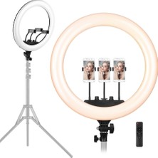 Dacare 18 Inç LED Halka Işıklı 3 Telefon Tutuculu Uzaktan Kumandalı Tripod - Uk Uyumlu (Yurt Dışından)