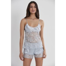 Pierre Cardin Kadın Saten Dantelli Pijama Şort Takım - 445 Mist