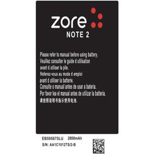 ZORE Galaxy Note 2 Zore Akalite Uyumlu Batarya
