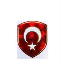 Cms Türk Bayrağı Sticker 3D Kırmızı - Bayrak Sticker (10 x 8 Cm)