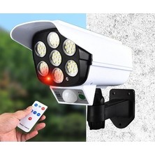 Alkese Güneş Enerjili Solar 77 LED Hareket Sensörlü Kumandalı Caydırıcı Sahte Kamera