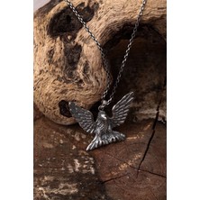 Takılingo 925 Ayar Gümüş Kara Kartal Motifli Erkek Kolye