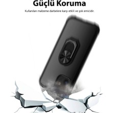 Caseart Samsung Galaxy Z Flip 3 Kapak Şeffaf Yüzüklü Kenar Korumalı Standlı Kılıf - Siyah