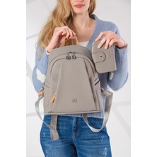 Just Polo Kadın Ayarlanabilir Askılı Çok Bölmeli Sırt Çantası ve Cüzdan Kombini PBU4040-1007