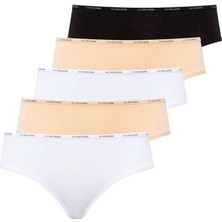 U.S. Polo Assn. 67002 Kadın 5'li Yüksek Bel Slip-Siyah&ten&beyaz&ten&beyaz