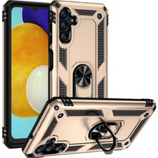Case World Samsung Galaxy A13 Kapak Military Yüzüklü Stantlı Panzer Tank Kılıf - Gold