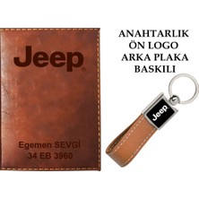 Promosyon Denizi Plakanıza ve Isminize Özel Lazer Baskılı Jeep  Logolu Taba Ruhsat Kabı ve Anahtarlık