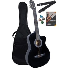 Midex CG-38BK Siyah Klasik Gitar 4/4 Kesik Kasa Full Set (Çanta Askı Metod Pena)