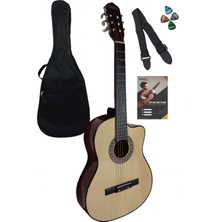 Midex CG-38NT Doğal Renk Klasik Gitar 4/4 Kesik Kasa Full Set (Çanta Askı Metod Pena)