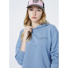 Aeropostale K-Gaia-Y Kapüşünlu Uzun KolBaskili Mavi Kadin Sweatshirt