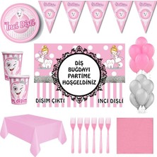 Parti Furyası 8 Kişilik  70X100 cm Afişli Diş Buğdayı Dişim Çıktı Pembe Parti  Süsleri Afişli