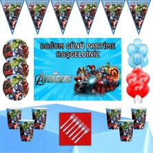 Parti Furyası Avengers Tema  24 Kişilik  50X70  cm Afişli  Parti  Seti